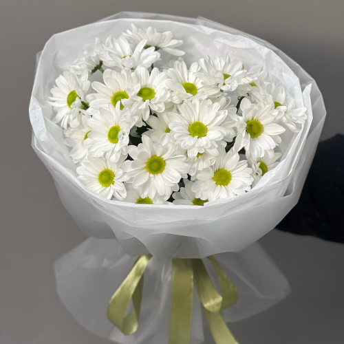 Букет «Ромашковый» – нежные белые хризантемы в деревенском стиле Златоуст Челябинская область