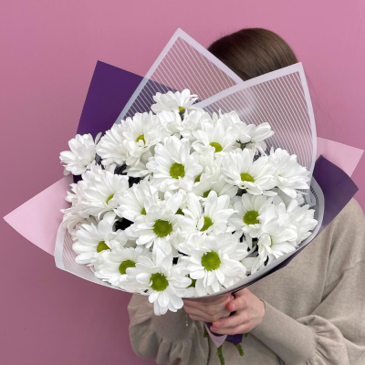 Букет «Весеннее настроение» – свежесть белых хризантем Златоуст Челябинская область