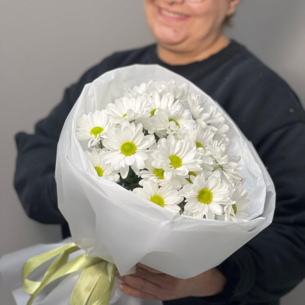 Букет «Ромашковый» – нежные белые хризантемы в деревенском стиле Златоуст Челябинская область