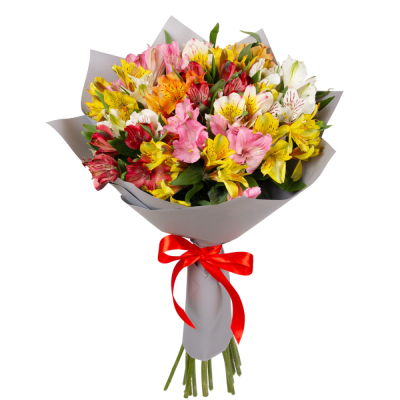 Букет «Рассвет» из разноцветных альстромерий Златоуст Челябинская область